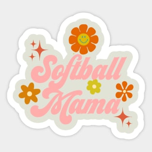 Softball Mama - 70s style - pink Sticker